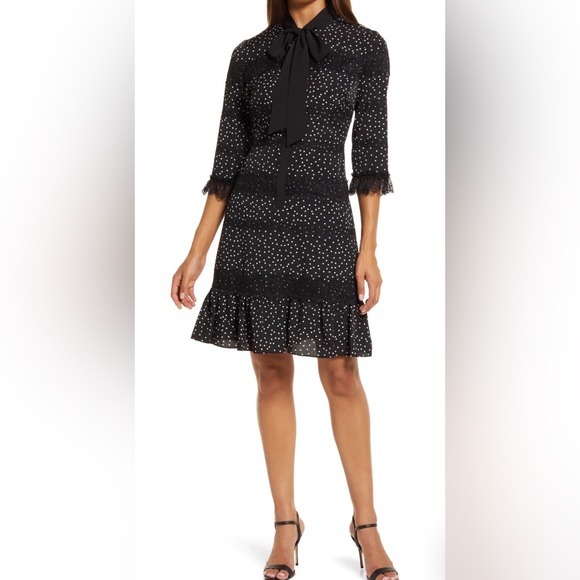 SHANI Black Polka Dot Three-Quarter Length Sleeve Beautiful Size 16 NWT - Picture 2 of 11